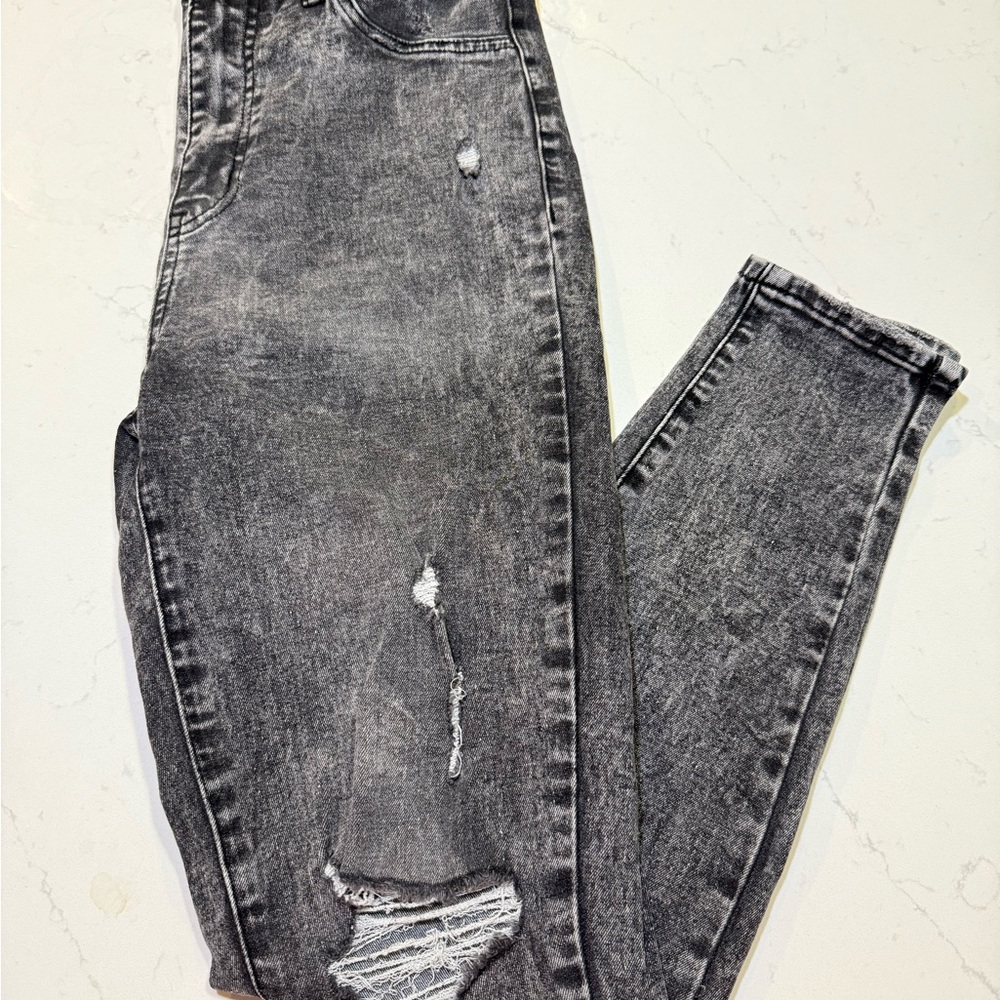 Distressed Gray Jeans Acid wash